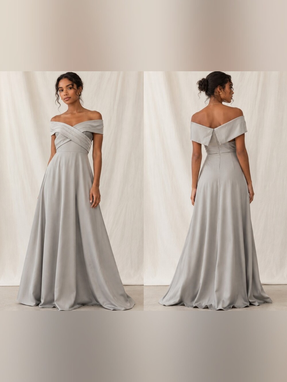ASOS Edition Satin Bardot Maxi Dress with a Full Skirt in Sage Green Sz 4